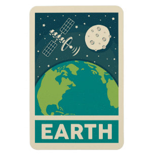 Erde Retro Galaxie Satellit Magnet