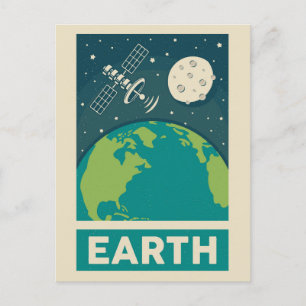 Erde Retro Galaxie Satellit Postkarte