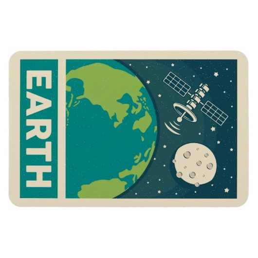 Erde Retro Galaxy Satellite Magnet (Horizontal)