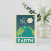 Erde Retro Galaxy Satellite Postkarte (Stehend Vorderseite)