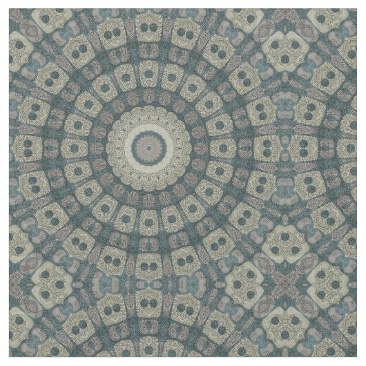 Erde Tone Mandala mit Tribal Geometric Patterns Stoff (Nahaufnahme)