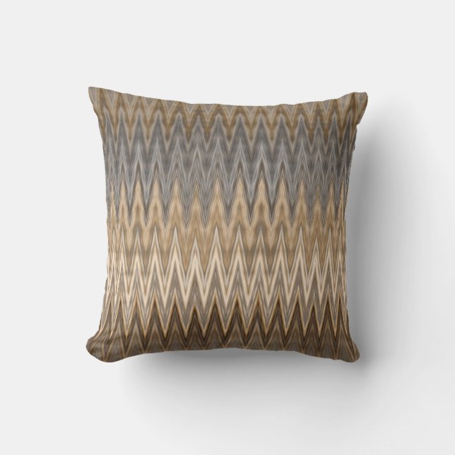 Erde Toned Wavy Muster Kissen (Vorderseite)