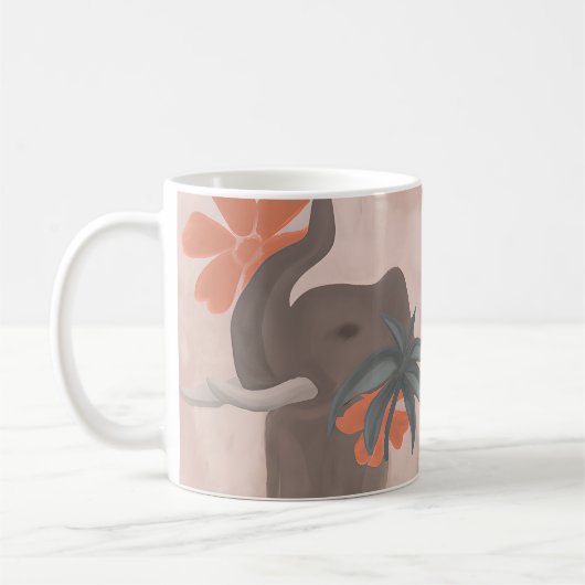 Erde tönt Elefantenminimalistische Kunst Kaffeetasse (Links)