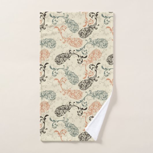 Erde tont graues Schwarzes Paisleys TAN Badhandtuch Set (Handtuch)