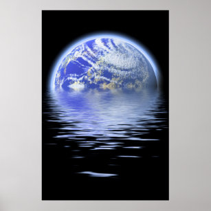 Erde über überflutete Wasserarme Poster