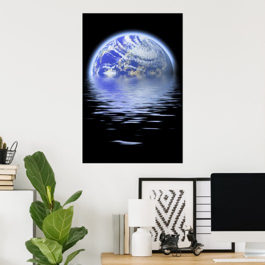 Erde über überflutete Wasserarme Poster (Heimbüro)