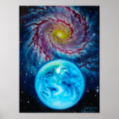 Erde und Galaxie Poster (Vorne)