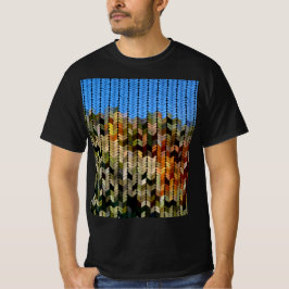 Erde- und Himmel-farbenes Strickmuster T-Shirt