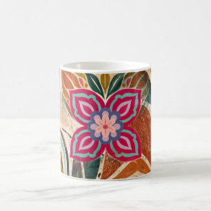 Erde und Himmel Symmetrisches Volkskunst-Blumenmus Kaffeetasse