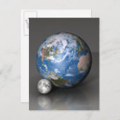 Erde und Mond 2 Postkarte (Vorne/Hinten)