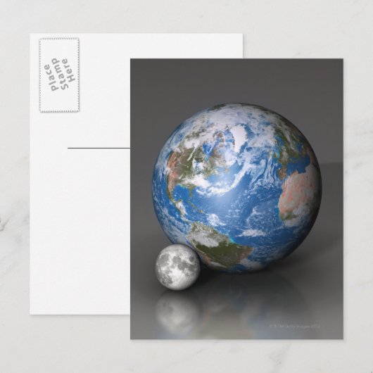 Erde und Mond 2 Postkarte (Vorne/Hinten)