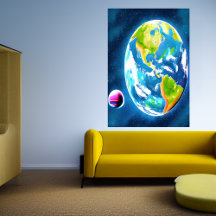 Erde und Mond | AI Art Poster