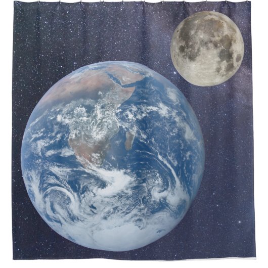 Erde und Mond Duschvorhang (Vorderseite)