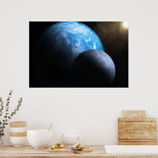 Erde und Mond Poster (Küche)