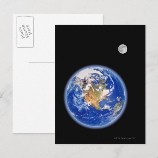 Erde und Mond Postkarte (Vorne/Hinten)