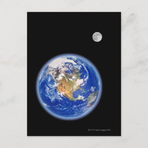 Erde und Mond Postkarte