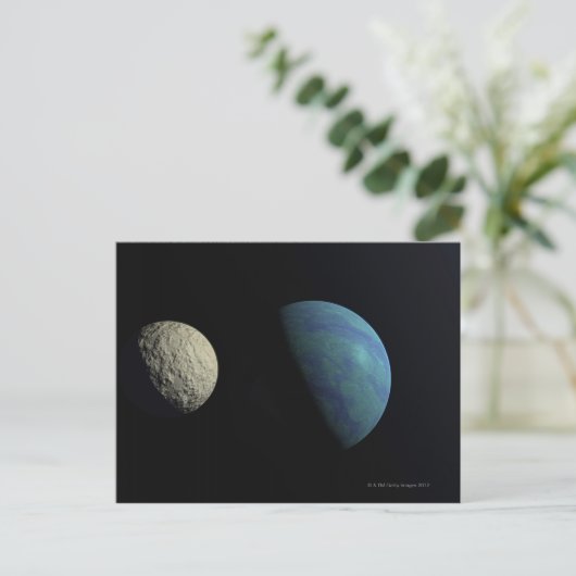 Erde und Mond Postkarte (Stehend Vorderseite)