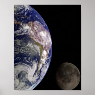 Erde und Mond-Raumbild Poster