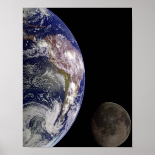 Erde und Mond-Raumbild Poster (Vorne)