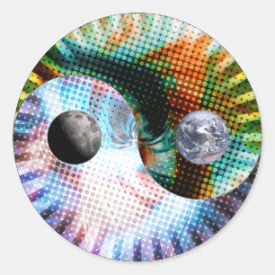 Erde und Weltraum Runder Aufkleber