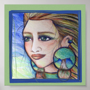 Erde und Wind Goddess Art Lovers Tree Poster