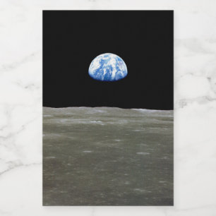 Erde vom Mond aus im schwarzen Weltraum: Earthrise Lebensmitteletikett