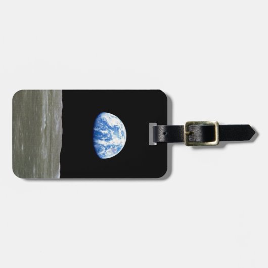Erde vom Mond im Schwarzen Raum: Erde Gepäckanhänger (Vorderseite horizontal)