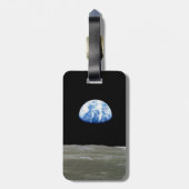 Erde vom Mond im Schwarzen Raum: Erde Gepäckanhänger (Rückseite vertikal)