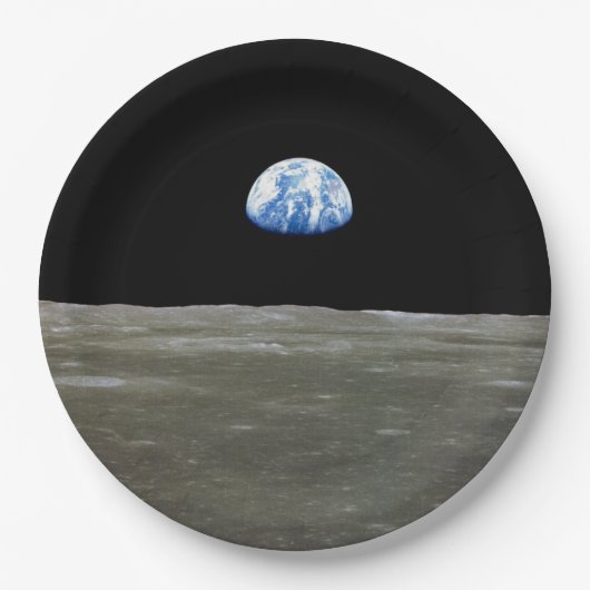 Erde vom Mond im Schwarzen Raum: Erde Pappteller (Vorderseite)