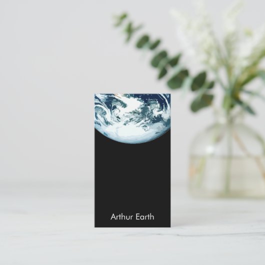 Erde vom Raum mit QR Code Visitenkarte (Stehend Vorderseite)