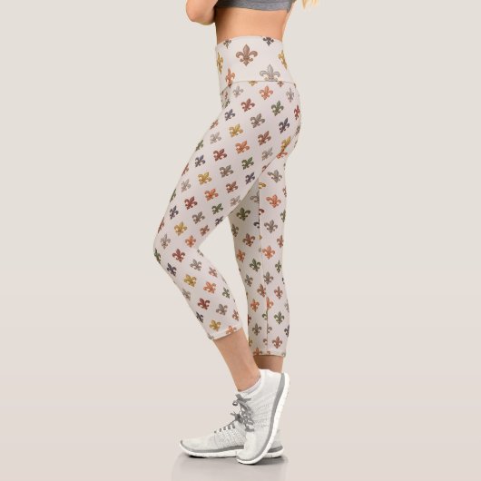  Erde Wald Fleur-de-lis Design Licht  Capri Leggings (Links)