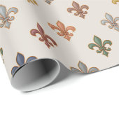 Erde Wald Fleur-de-lis Design Licht Geschenkpapier (Rolleneckpunkt)
