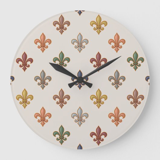  Erde Wald Fleur-de-lis Design Licht  Große Wanduhr (Vorderseite)