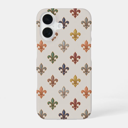 Erde Wald Fleur-de-lis Design Licht iPhone 16 Hülle (Rückseite)