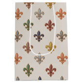  Erde Wald Fleur-de-lis Design Licht  Mittlere Geschenktüte (Rückseite)