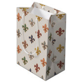  Erde Wald Fleur-de-lis Design Licht  Mittlere Geschenktüte (Rückseite Schrägansicht)