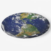 Erde Wegwerfpapierdem Teller von des (Schrägansicht)