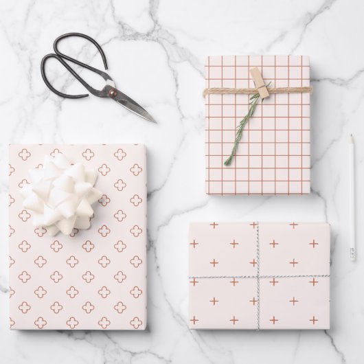 Erdeige Terrakotta-Geschenkverpackungsset Moderne Geschenkpapier Set (Vorderseite)