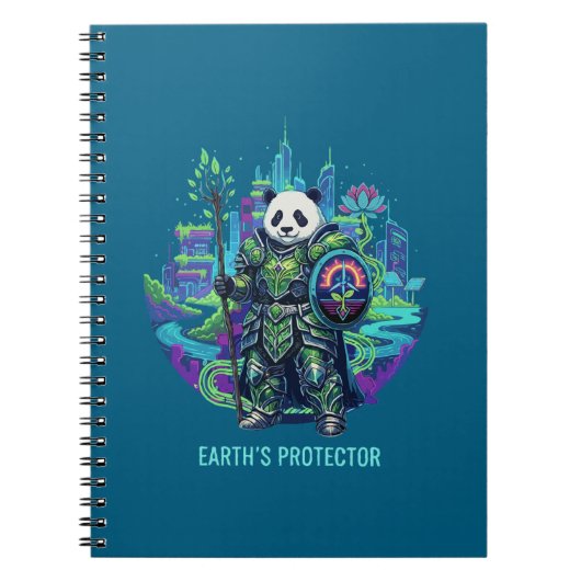 Erdenschützer Panda Ritter | Solarpunk Öko Notizblock (Vorderseite)