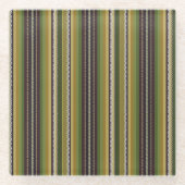 Erdfarben Lettische Rockstreifen Traditionell Glasuntersetzer (Vorderseite)