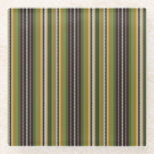 Erdfarben Lettische Rockstreifen Traditionell Glasuntersetzer (Vorderseite)