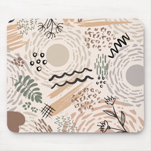 Erdfarben mit Dekoration abstrakter Formen Mousepad (Vorne)