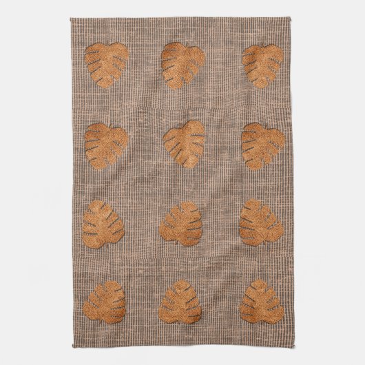 Erdfarben Rustikale Blätter Leinwand Handtuch (Vertikal)