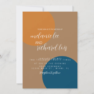 Erdfarben und Navy Formen Hochzeit Einladung