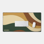 Erdfarben Wavy Linien moderne Design Monogramm Schreibtischunterlage (Tastatur & Maus)