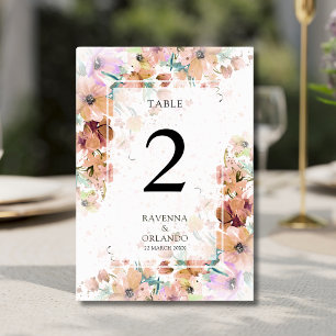 Erdfarbene Blumige Botanische Romantische Hochzeit Tischnummer