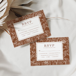 Erdfarbene botanische Floral-Hochzeits-RSVP-Karte Karte