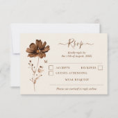 Erdfarbene getrocknete Wildblumen Boho QR-Code Hoc RSVP Karte (Vorderseite)