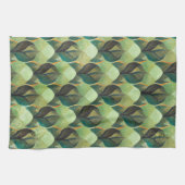 Erdfarbene grüne geometrische Vintage-Muster Geschirrtuch (Horizontal)