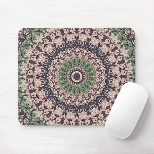 Erdfarbene grüne und braune Mandala-Muster Mousepad (Mit Mouse)
